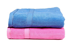 Space Fly Cotton Luxury Bath Towels 1200 Gsm (Blue & Pink)- Pack Of 2