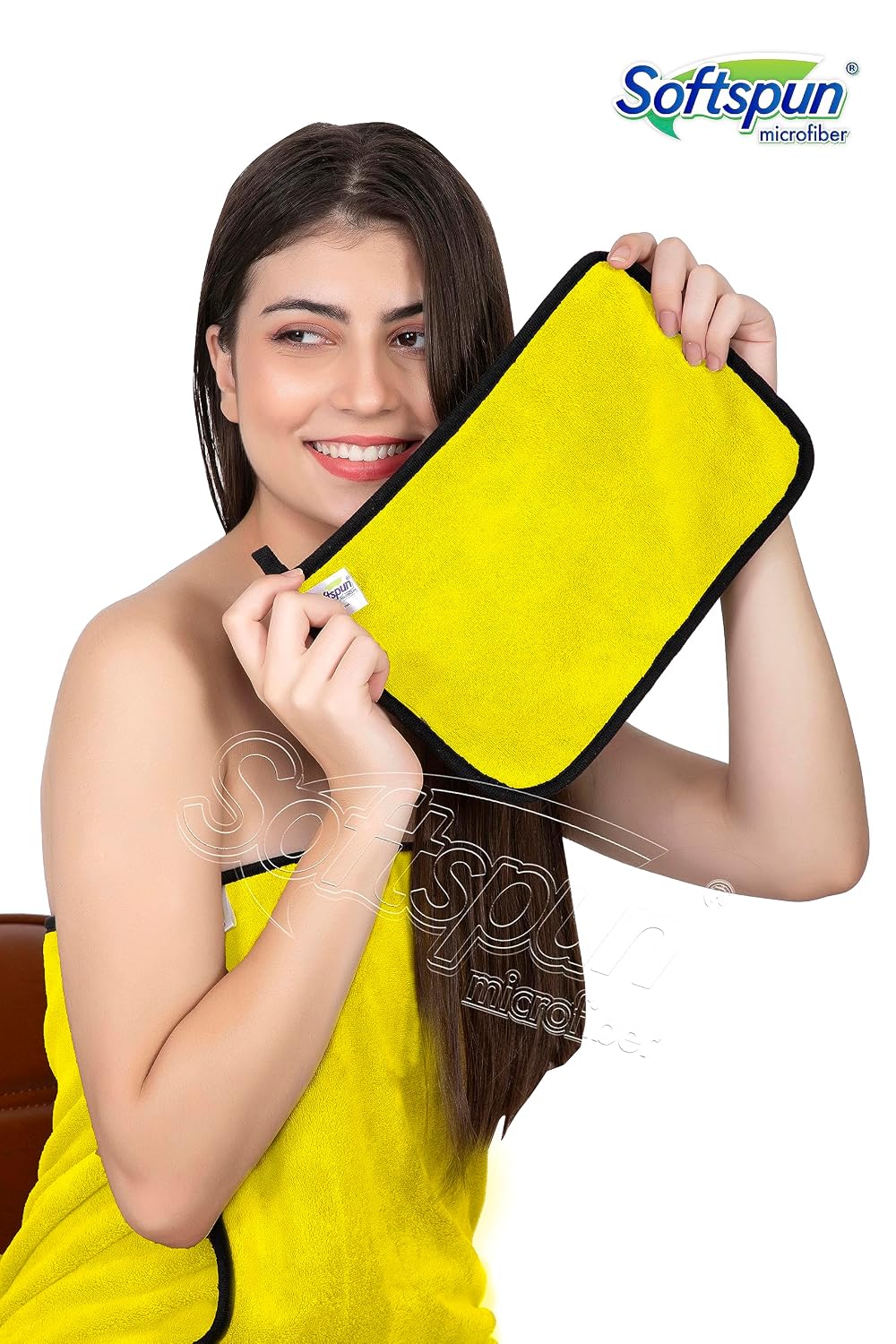 Softspun Microfiber Super Soft Hand & Face Wipes 300 Gsm Towel Set - 4 Piece (Yellow)