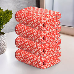 Heart Home Microfiber Soft Face Towels 900 Gsm | Quick Dry & Absorbent Hanging Hand Towels Circle - Red (Pack Of 4)