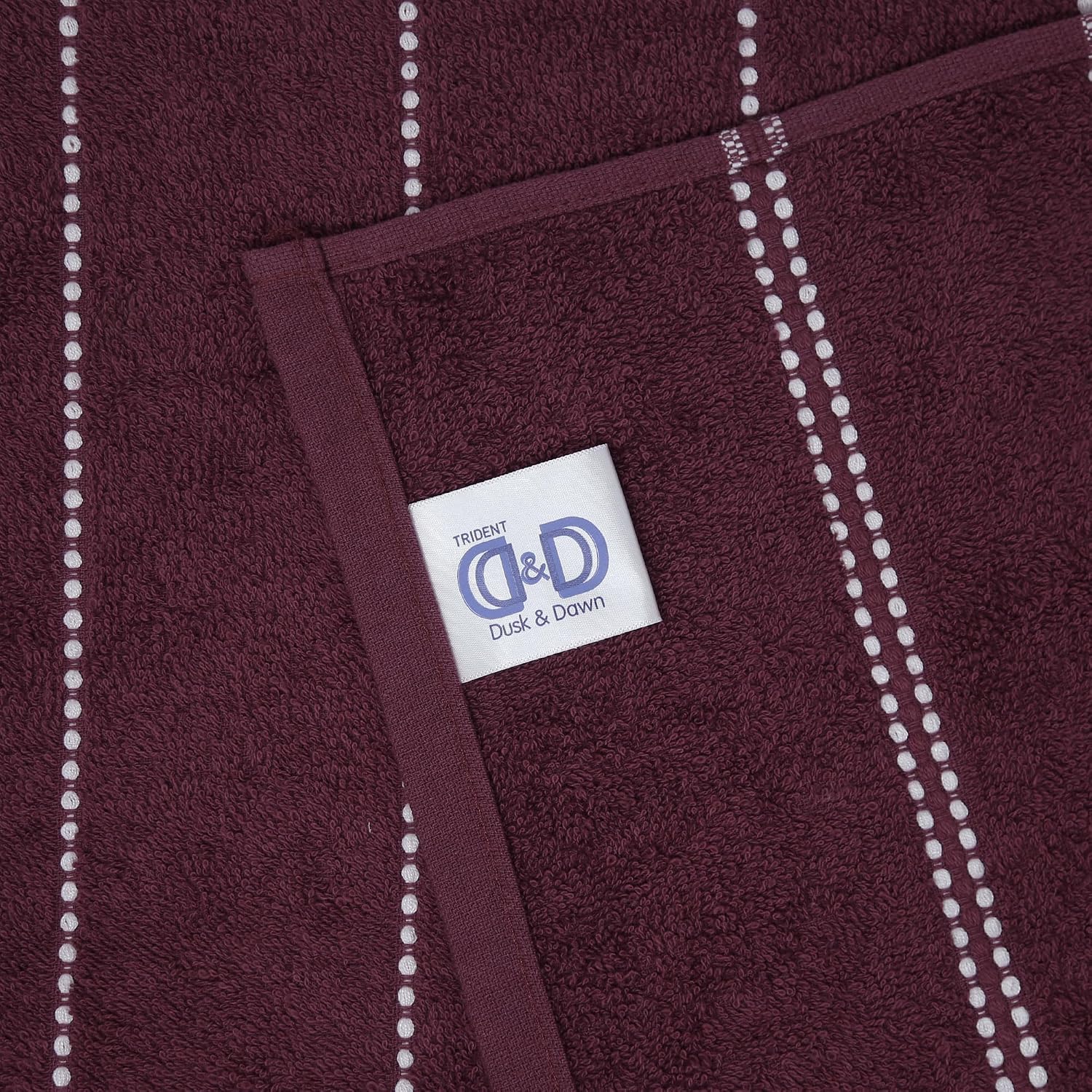 Trident 100% Cotton Luxury Bath Towels 500 Gsm | Sanitized Finish, Quick Dry, Travel Friendly Bath Towel - Deep Burgundy (Pack Of 2)