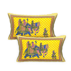 Rajasthani Jaipuri Bedsheets For Double Bed King Size With 2 Pillow Cover - 90 X 100 Inches, Yellow | Skin Friendly Fabric With Vibrant Colors