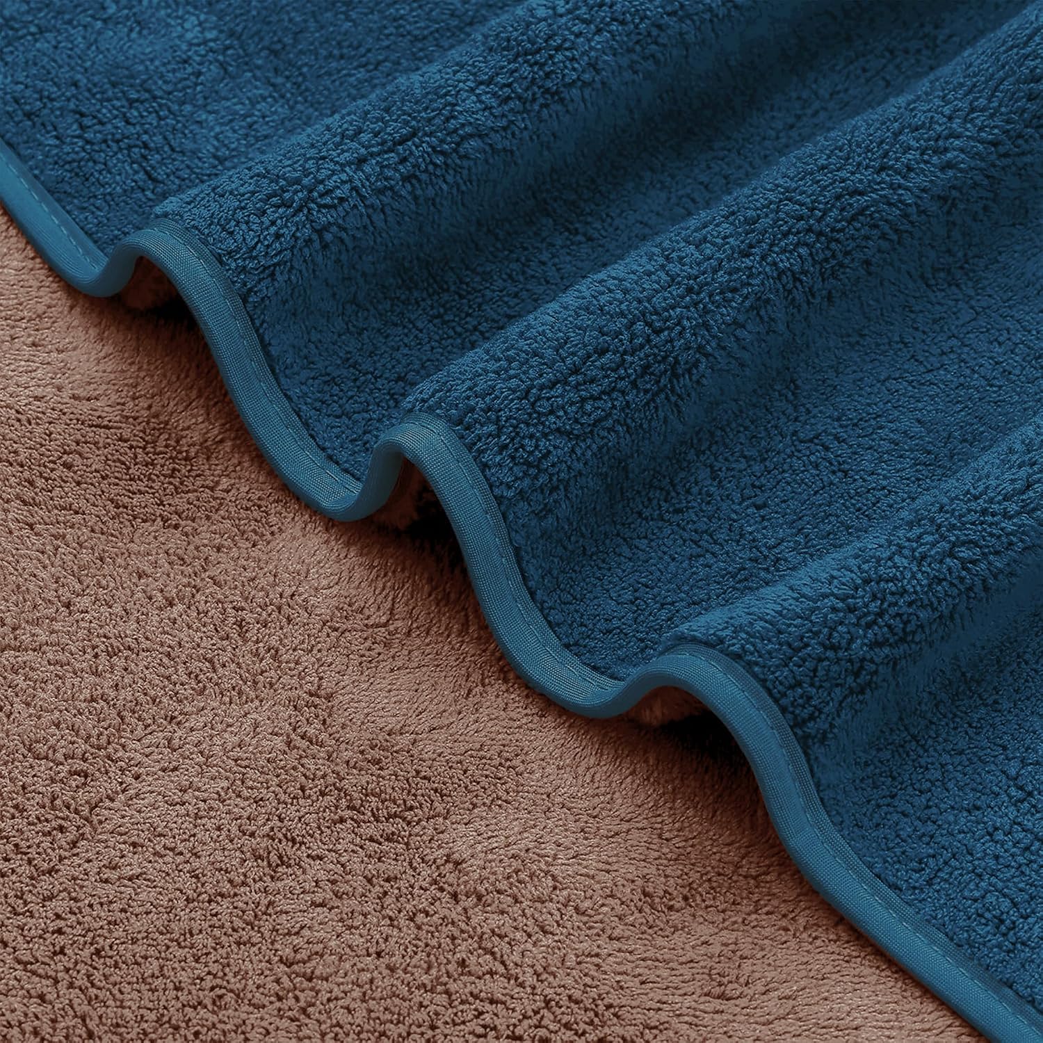 Story@Home Microfiber Bath Towels 400 Gsm Large Size Set Of 2 | Perfect For Everyday Use (Navy Blue & Light Brown)