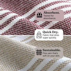 Indihaus Premium Cotton Hand Towel 310 Gsm | Soft, Absorbent, Multi-Purpose Towel Set | Earthy Crimson & Serene Beige (Set Of 4)