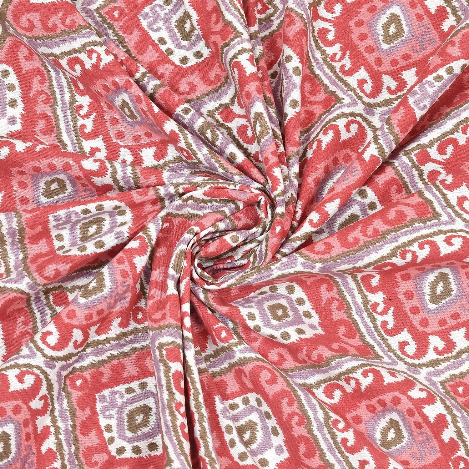 Hand Printed Cotton Bedsheet For King Size With 2 Pillow Covers | 90 X 108 Inches, Maroon | Ultra-Soft & Skin-Safe | Breathable Summer Comfort