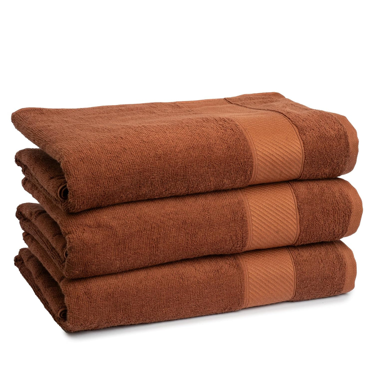 Himeya 100% Bamboo Cotton Bath Towels 1350 Gsm | Bath Towel For Men & Women - Leather Brown (3 Piece)
