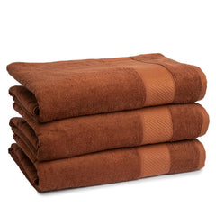 Himeya 100% Bamboo Cotton Bath Towels 1350 Gsm | Bath Towel For Men & Women - Leather Brown (3 Piece)