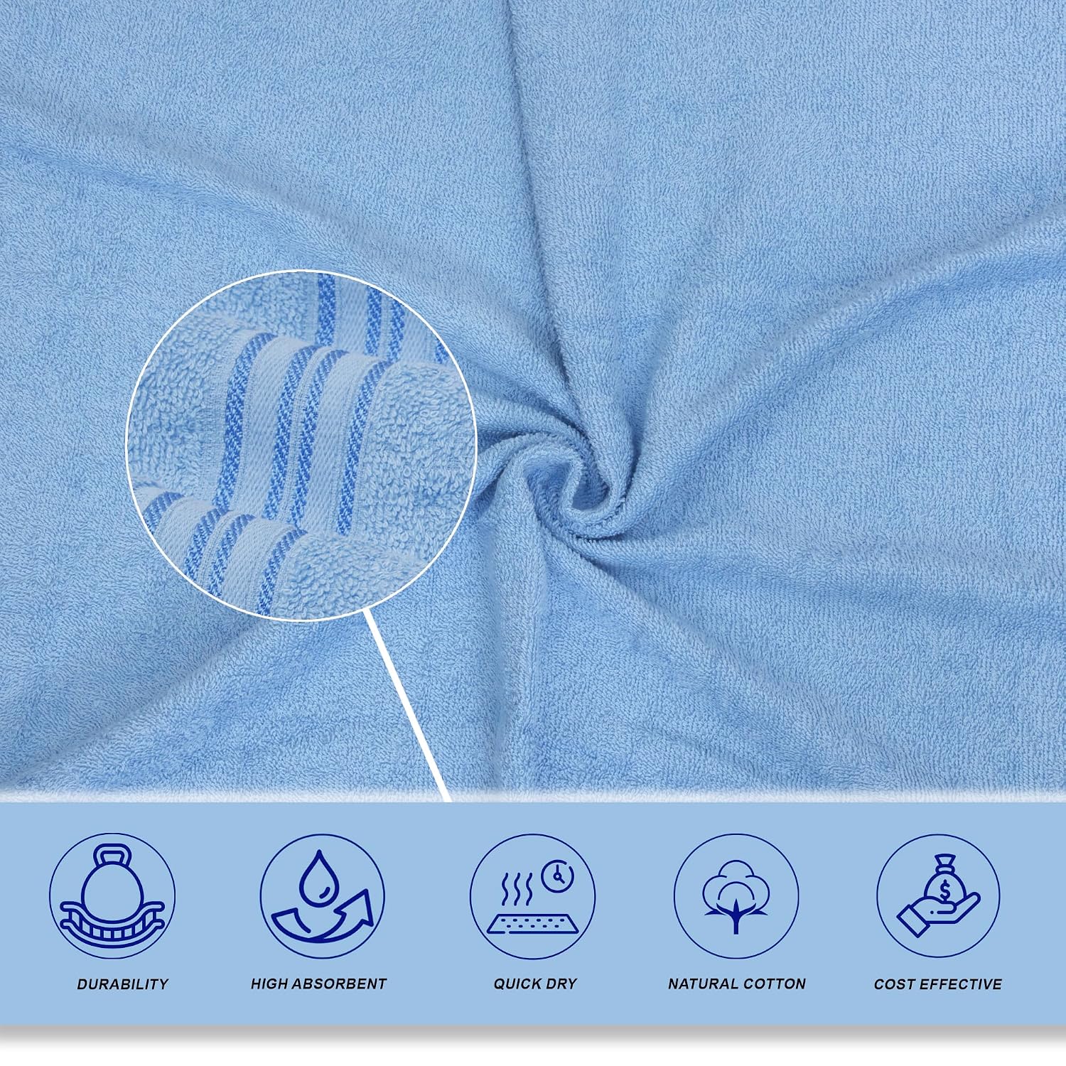 Liberty Towels Soft Cotton Small Size Hand & Face Towels 400 Gsm | Quick Dry Sweat & Workout Towels For Men & Women (Cream & Teal Blue) - Pack Of 2