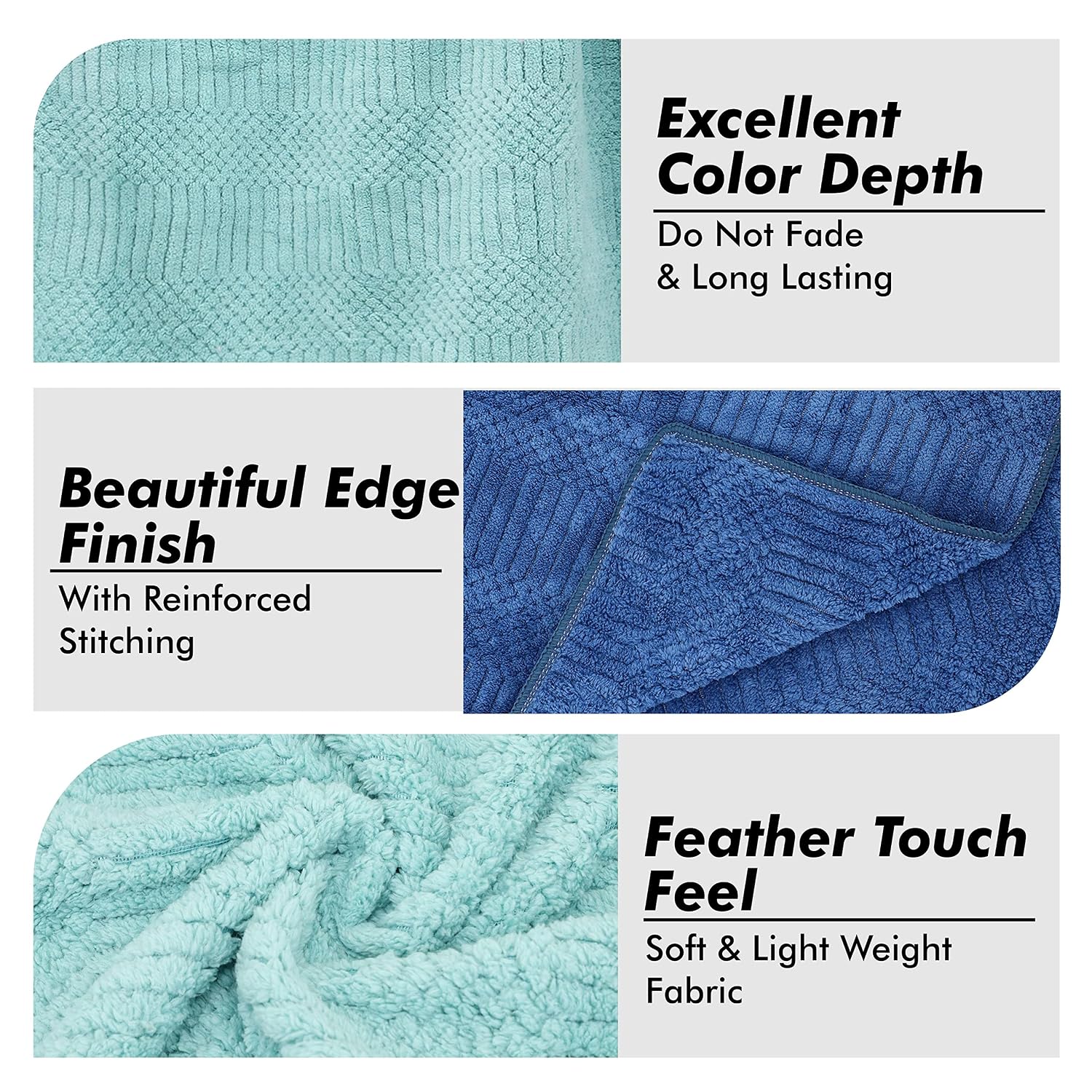 Urbanleaf Microfiber Large Bath Towel 630 Gsm | Quick Dry Super Absorbent Bath Towel For Men & Women | Pack Of 2 | 250 Tc (Blue & Light Green)