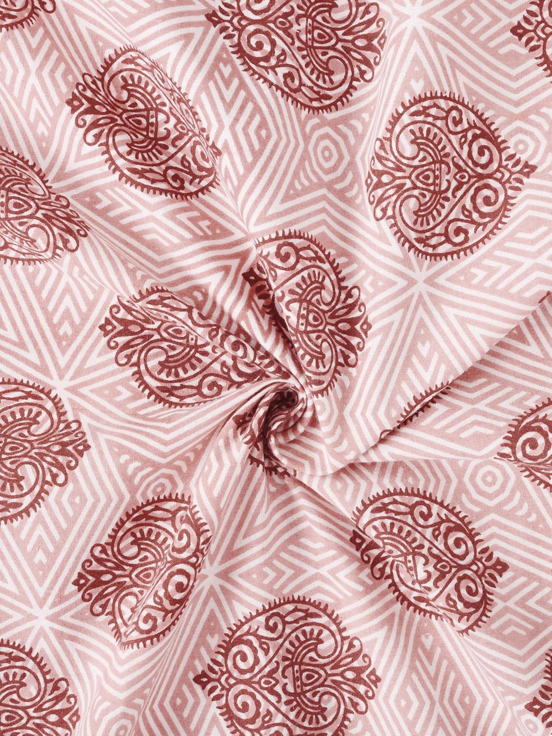 Handloom Printed Double Bedsheet For Queen Size With 2 Matching Pillow Cover | Size 90 X 100 Inches, Pink - Cotton Bedsheets For Double Bed | Soft & Smooth