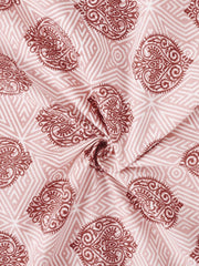 Handloom Printed Double Bedsheet For Queen Size With 2 Matching Pillow Cover | Size 90 X 100 Inches, Pink - Cotton Bedsheets For Double Bed | Soft & Smooth