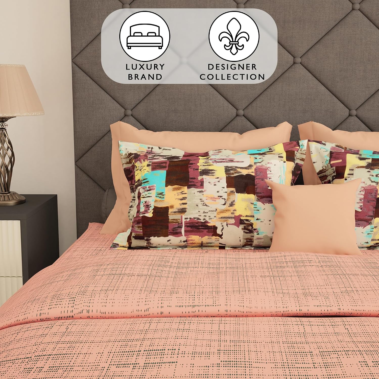 Bedsheets For Double Bed With 2 Pillow Covers - 88 X 100 Inches, Peach | Ideal For Home Decor, Guest Home, Hotel