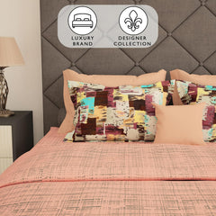 Bedsheets For Double Bed With 2 Pillow Covers - 88 X 100 Inches, Peach | Ideal For Home Decor, Guest Home, Hotel