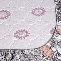 Printed King Size Double Bedsheet With 2 Pillow Cover For Bedroom | 72 X 78 Inches, Grey & Peach - All Around Elastic Fitted | Ideal For Everyday Use