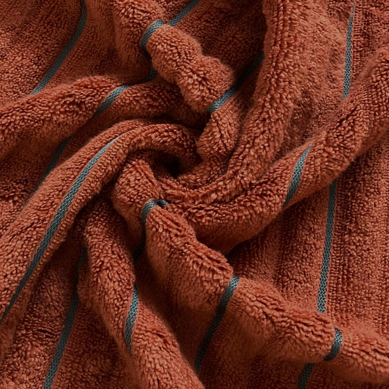Spaces 100% Cotton Bath Towel 575 Gsm | Ribbed Texture High Absorbency High Loft Cotton Bath Towels (Burnt Orange)