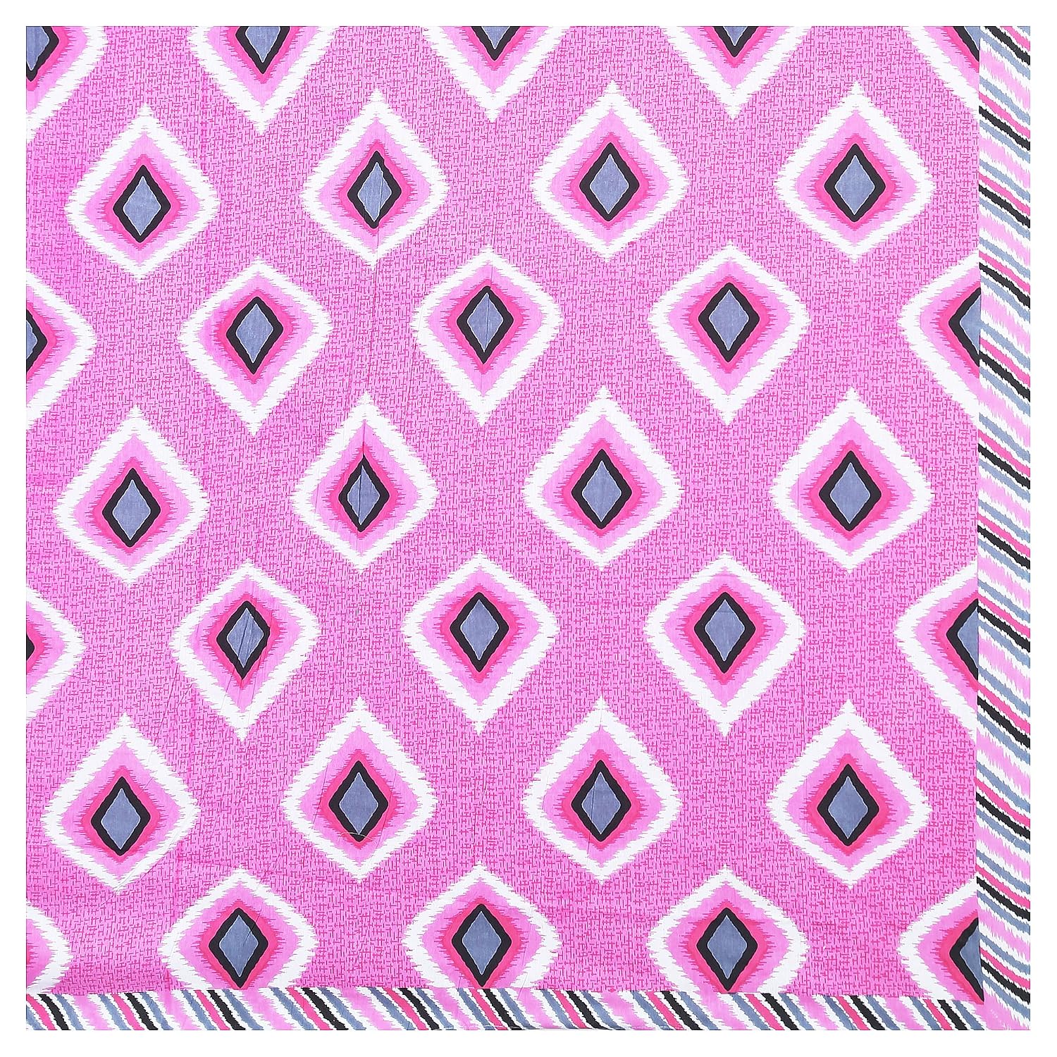 Rajasthani Jaipuri Bedsheets For Double Bed King Size With 2 Pillow Cover - 90 X 100 Inches, Pink & Blue | Skin Friendly Fabric With Vibrant Colors