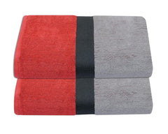 RD Trend 100% Cotton Bath Towels 1000 Gsm | Soft & Absorbent Bath Towel For Men, Women Urban Comfort (White & Red) - 2 Pcs