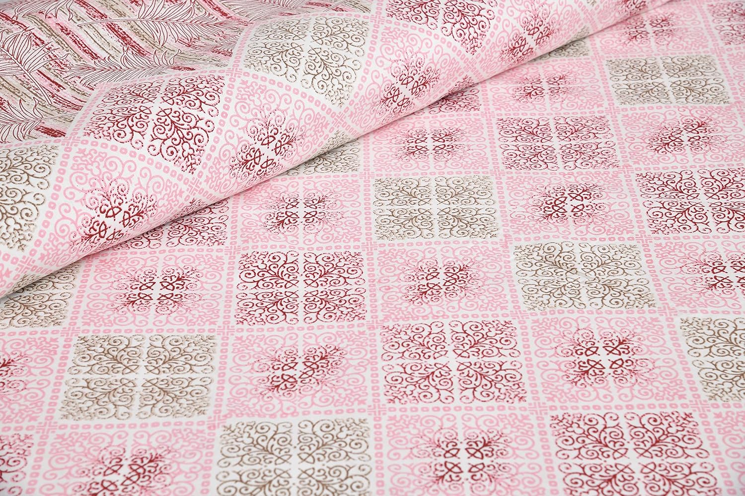 Jaipuri Bedsheet King Size With 2 Pillow Covers - 90 X 108 Inches, Flesh Pink | Luxurious Comfort & Breathability | Super Soft Breathable & Wrinkle Free