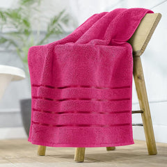 Spread Spain Roman Face, Hand & Bath Large Towel 600gsm | Super Soft & Comfortable, Extra Absorbent Cotton Towels For Face, Body & Gym- Fuchsia (Set Of 3)