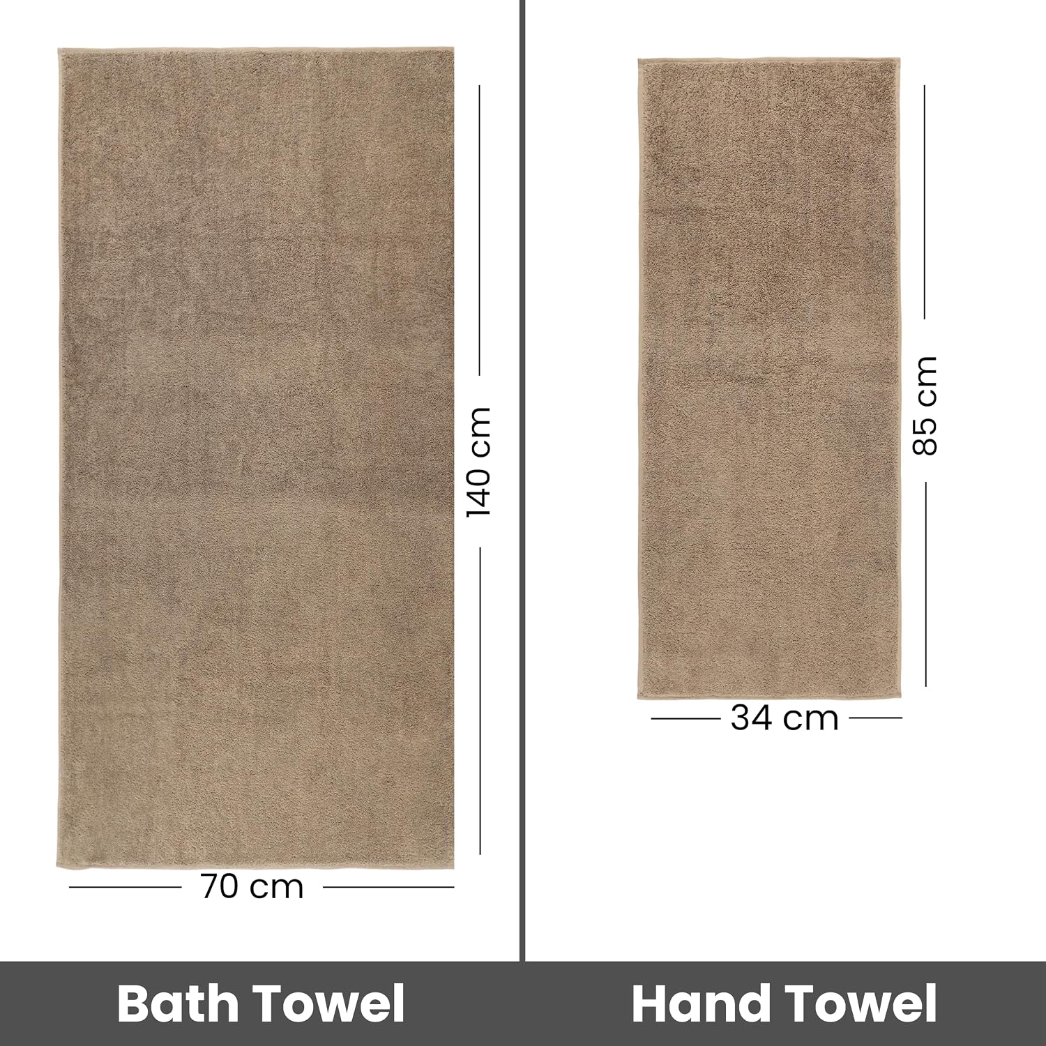 Sanglobal 100% Cotton Premium Soft Bath Towel & Hand Towel 800 Gsm (Light Brown) - Pack Of 2