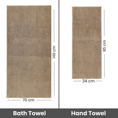 Sanglobal 100% Cotton Premium Soft Bath Towel & Hand Towel 800 Gsm (Light Brown) - Pack Of 2