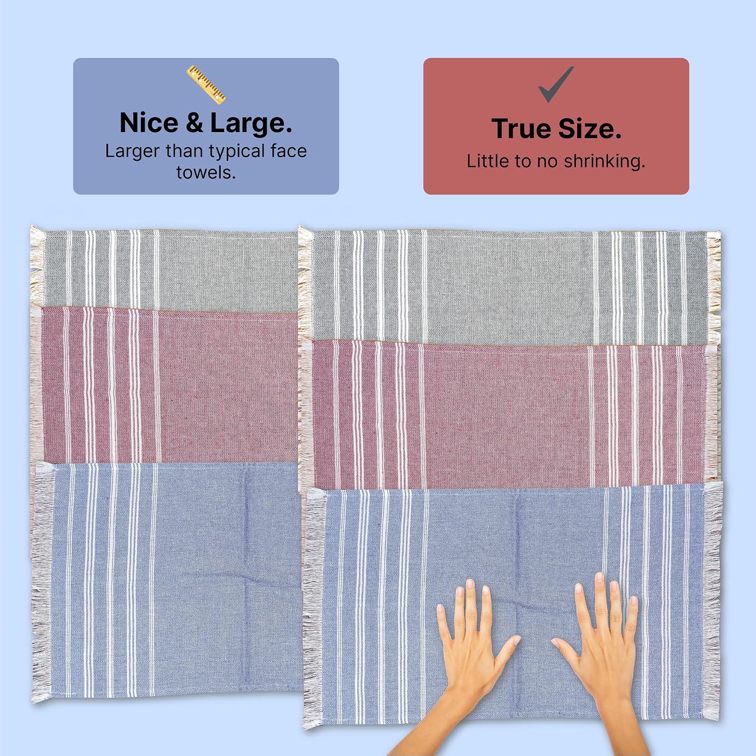 Indihaus Premium Cotton Hand Towel 310 Gsm | Soft, Absorbent, Multi-Purpose Towel Set | Blue, Crimson & Grey (Set Of 6)