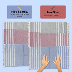 Indihaus Premium Cotton Hand Towel 310 Gsm | Soft, Absorbent, Multi-Purpose Towel Set | Blue, Crimson & Grey (Set Of 6)
