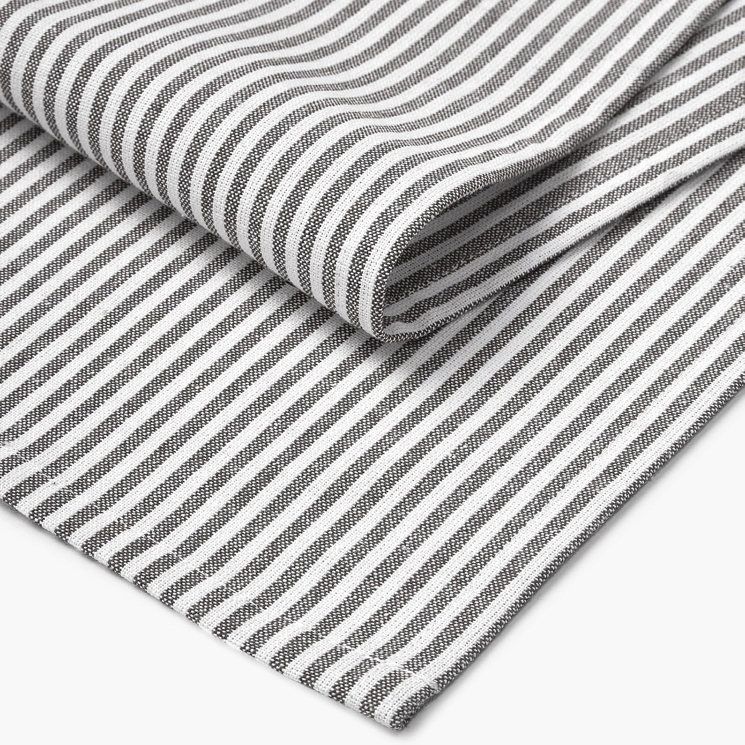 Encasa Xo Kitchen Cooking Cloth 340 Gsm | Cotton Hand Towel For Drying Dishes Highly Absorbent Cleaning & Quick Drying Of Plates | Ticking Black (Set Of 4)