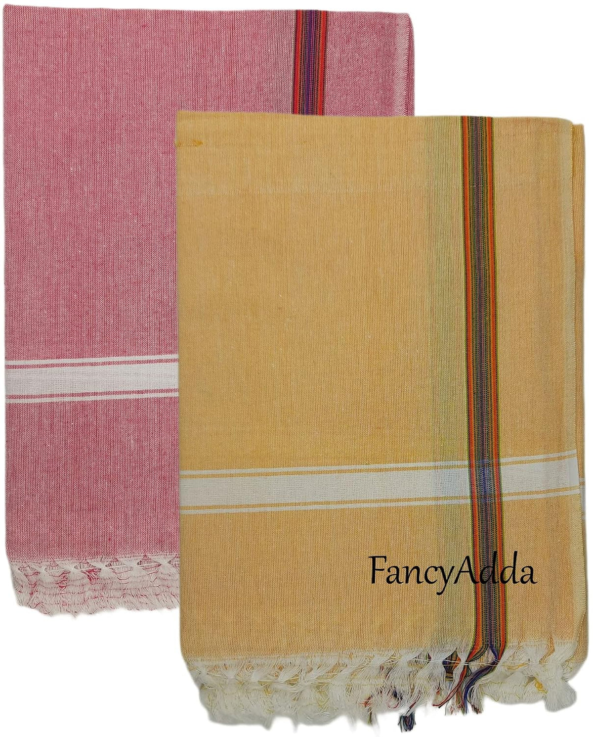 Fancyadda 100% Cotton Extra Large Bath Towel 700 Gsm (Pink & Sandal) - 2 Pieces