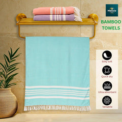 Mellow 100% Bamboo Large Bath Towel 245 Gsm | For Women & Men | Ultra Soft, Premium Absorbent, Lightweight, Quick Dry Towel (Luminous Jade) 250 Tc