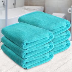 Heelium Bamboo Bath Towel Soft Super Absorbent 600 Gsm - Pack Of 6 (Teal)