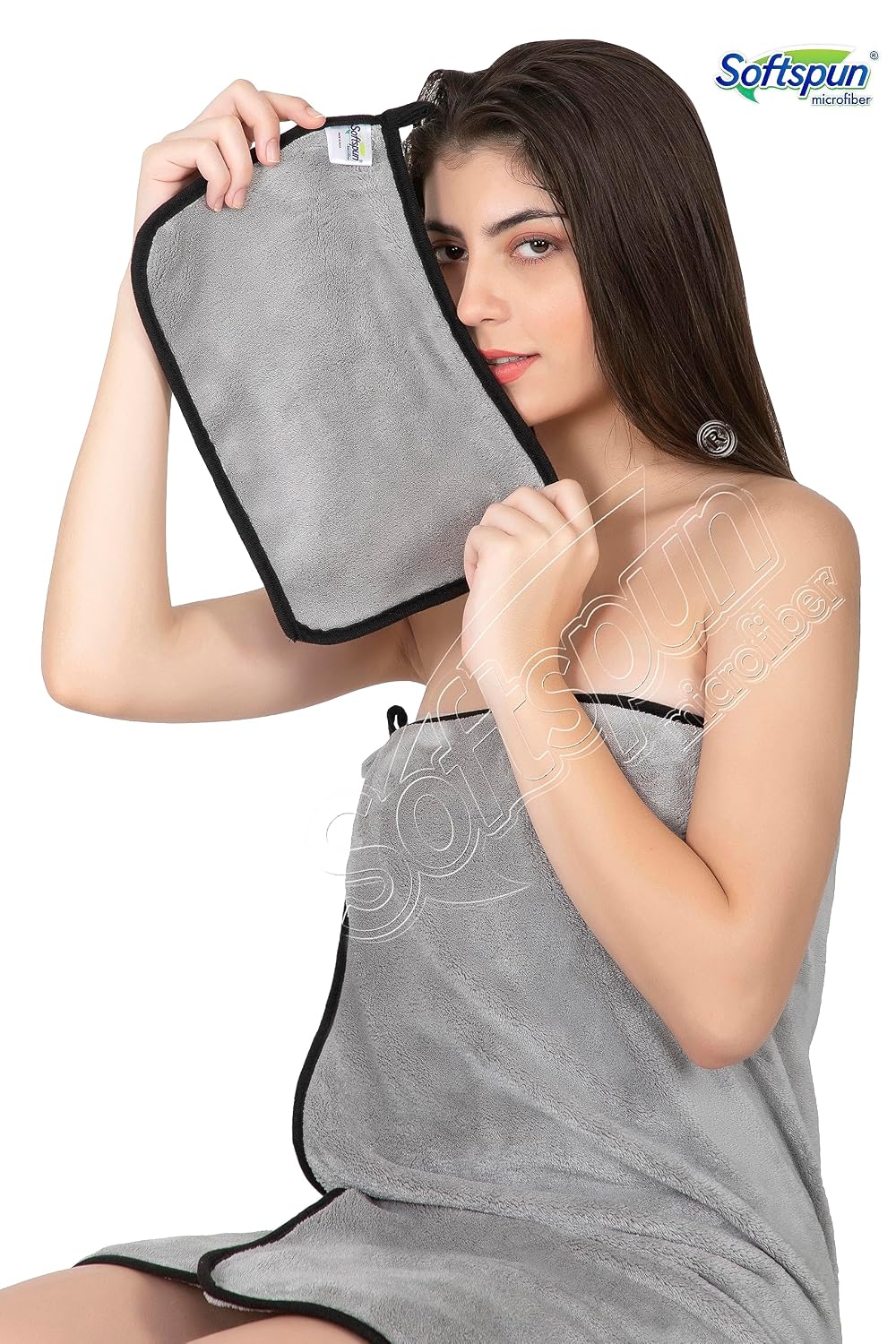 Softspun Microfiber Super Soft Hand & Face Wipes 300 Gsm Towel Set - 4 Piece (Light Grey)