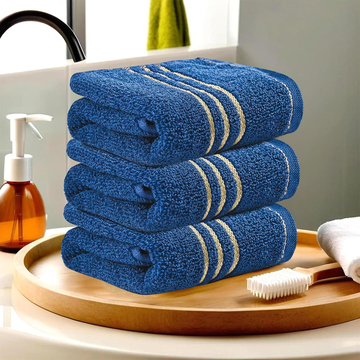 Kuber Industries Soft Cotton Face Towel 450 Gsm | Easily Washable Face Towels (Dark Blue) - Pack Of 3