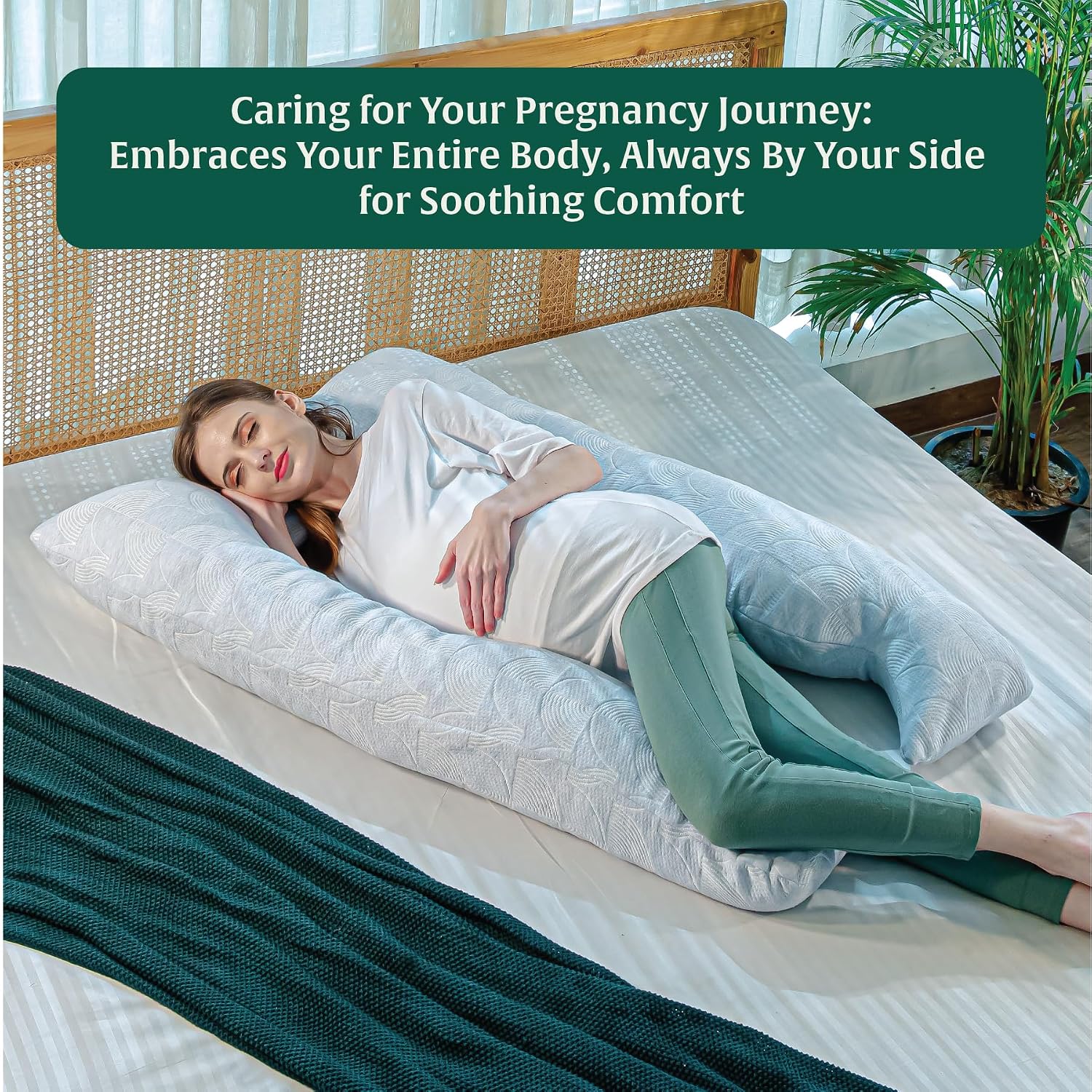 Full Body Pillow, U Shaped Pregnancy Pillow For Pregnant Women, Light Sky Blue | Maternity Pillow For Pregnancy Sleeping | Belly Support Pillow - Gift For Expectant Mother, Washable Cover