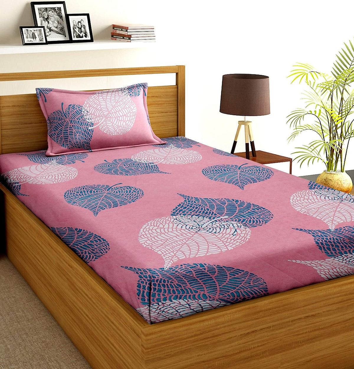 Microfiber Single Bedsheet With 1 King Size Pillow Covers - 60 X 90 Inches, Pink & Grey | Super Soft Comfort, Long-Lasting Durability, Luxurious Feel For Everyday Use