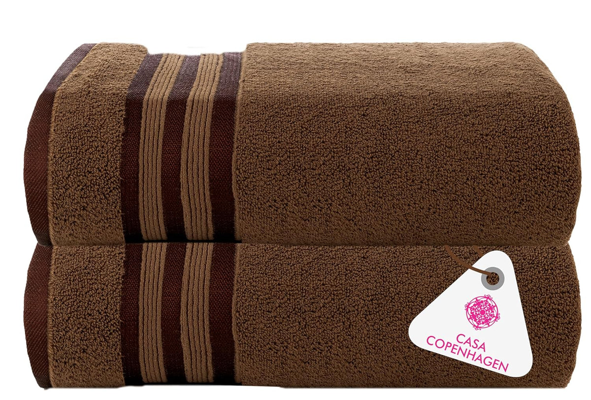 Casa Copenhagen Egyptian Cotton Zero Twist Hand Towel 400 Gsm (Brown) -2 Pcs