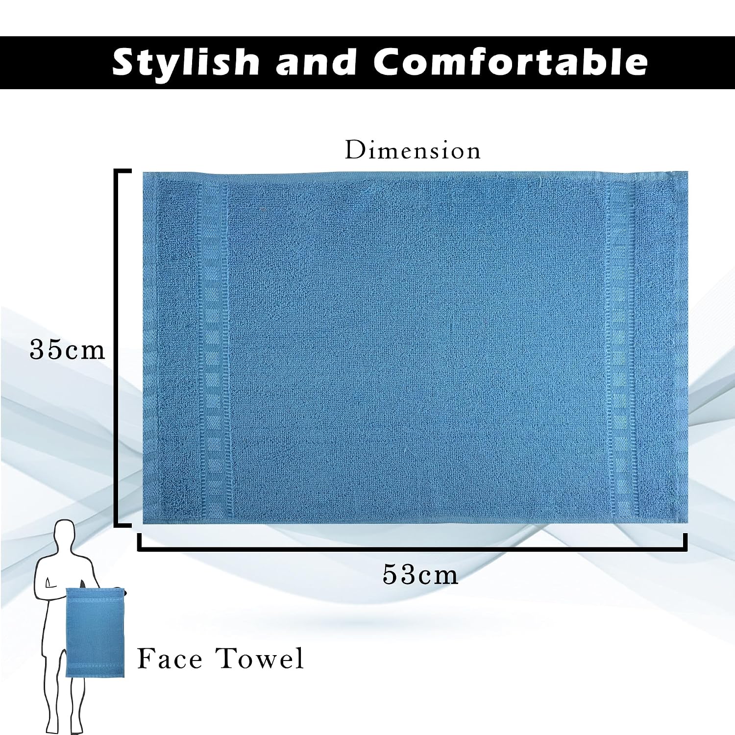 Kuber Industries Cotton Hand & Face Towels 200 Gsm | Easily Washable Workout Gym Napkins For Men | Pocket Towel - Sky Blue (Pack Of 4)