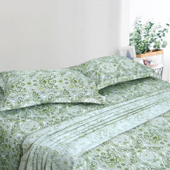 100% Cotton 1 Double Bedsheet With 2 Pillow Covers - 90 X 90 Inches, Fern Green | Soft & Breathable Cotton Bedsheet - Long Lasting & Soft 144 Thread Count Bedsheet