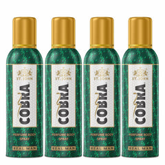 St. John Cobra Real Man Perfume Body Spray 400ml 13.5 Fl.oz. Pack Of 4 | Perfect Gift For Husband | Long Lasting Fragrance