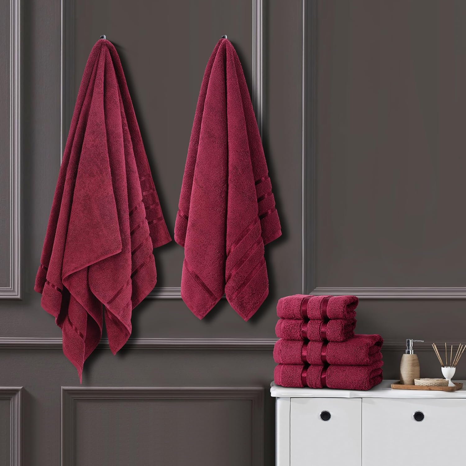 Spread Spain 100% Cotton Bath Towels 600 Gsm | Roman Bath Towel Large Size Soft, Fluffy & Absorbent - Marsala New