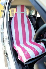 Roman Home Solid Large Luxury All Car Seats & All Office Chair Towel With Tie Knot & Elistick 450 Gsm - (Pink & White)