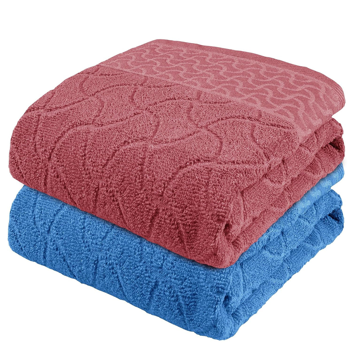 Story@Home Bath Towel Large Size 400 Gsm Quick Dry Bath Towel | Terry Cotton Bath Towels (Light Blue & Coral Pink)