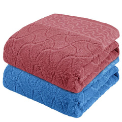 Story@Home Bath Towel Large Size 400 Gsm Quick Dry Bath Towel | Terry Cotton Bath Towels (Light Blue & Coral Pink)