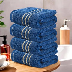 Kuber Industries Soft Cotton Face Towels 300 Gsm | For Men & Women | Easily Washable Pocket Towels & Workout Gym - Dark Blue (Pack Of 4)