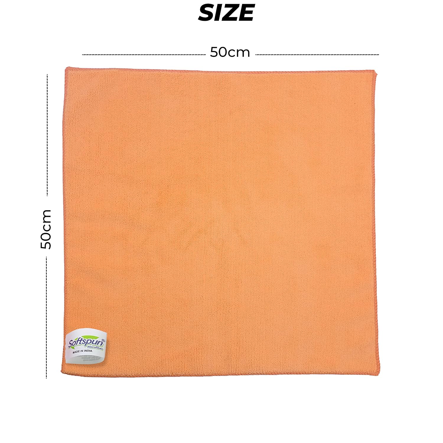 Softspun Microfiber Cleaning Cloths Towel Set 340 Gsm | Highly Absorbent Lint And Streak Free Multi-Purpose Wash Cloth For Kitchen, Car, Stainless (2 Pcs)- Orange