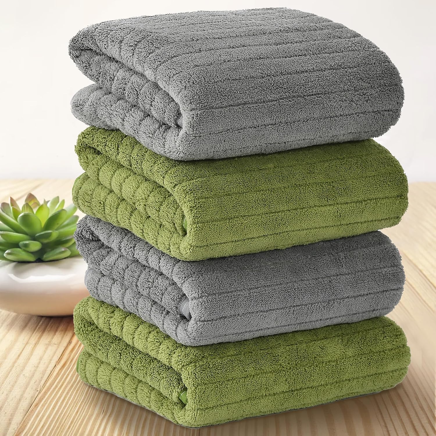 Urbanleaf Stripe Microfiber Hand Towels 340 Gsm | Gym & Workout Towels, Pack Of 4 (Multicolor 3)