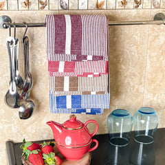 Pixel Home Large Kitchen Towels 300 Gsm | Cotton For Home Soft & Absorbent Hand Towel For Kitchen Cleaning & Quick Drying Of Plates & Glasses (Set Of 4)- Multicolour