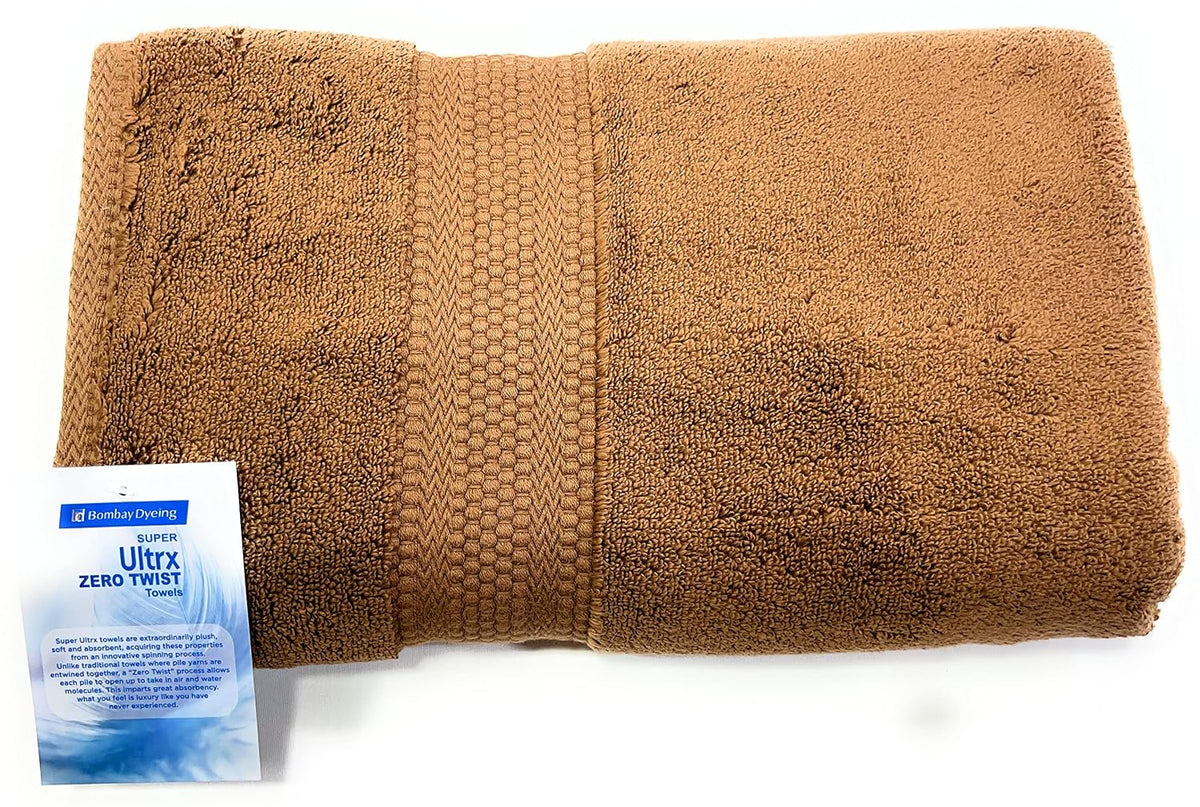 Bombay Dyeing Ultrx 100% Cotton Large Size Premium Bath Towel 650 Gsm - Brown