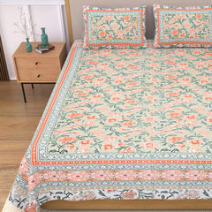 Traditional Rajasthani Design Bedsheet With 2 Pillow Covers - 90 X 108 Inches, Multicolor | Color Fade Resistant & Shrinkage Resistant For All-Season Use