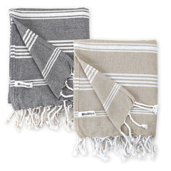 Indihaus Premium Large Cotton Bath Towels 380 Gsm | Soft, Absorbent & Comfortable Large Size Bath Towels | Set Of 2 (Serene Beige & Slate Grey)