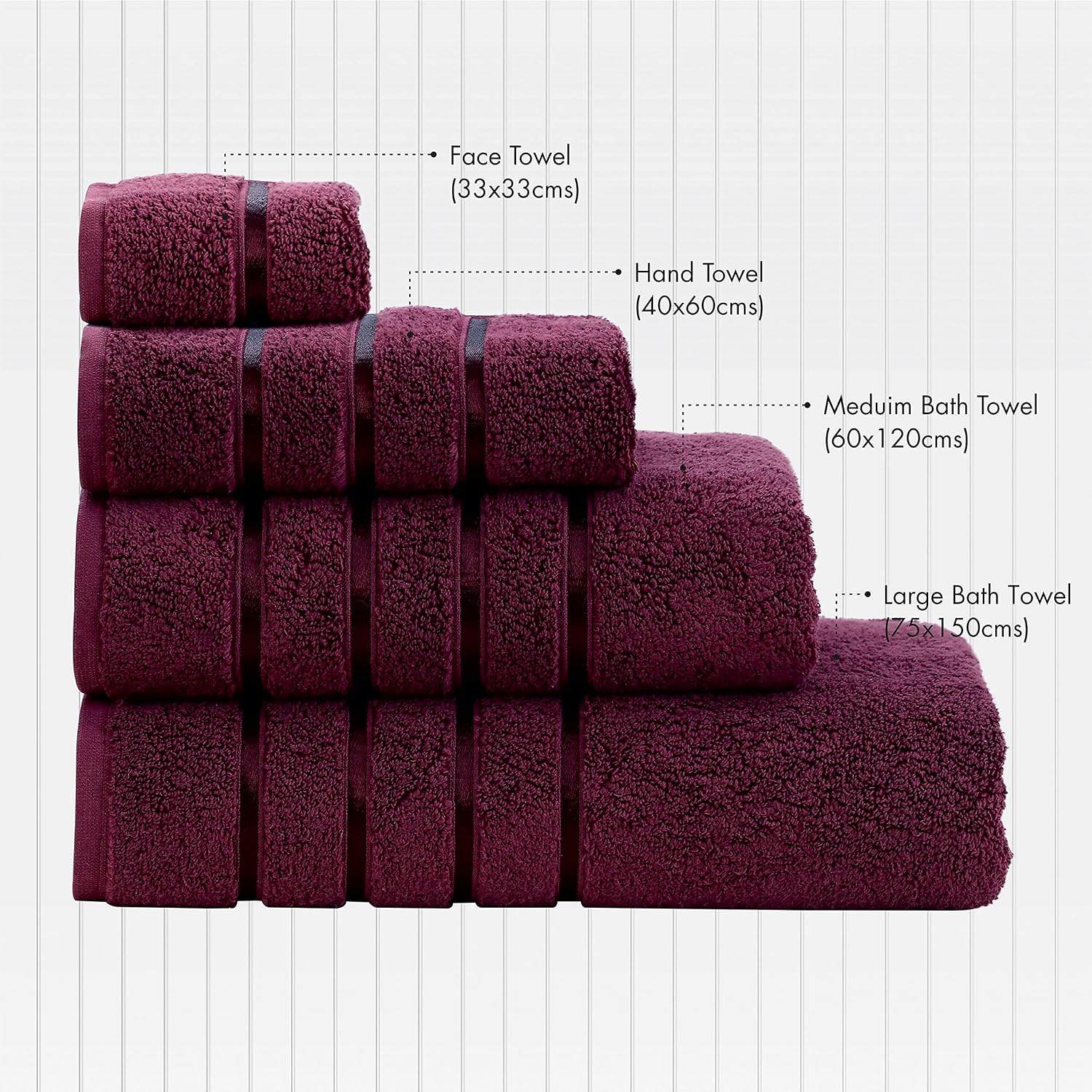 Spread Spain Roman Face, Hand & Bath Large Towel 600gsm | Super Soft & Comfortable, Extra Absorbent Cotton Towels For Face, Body & Gym- Marsala (Set Of 3)